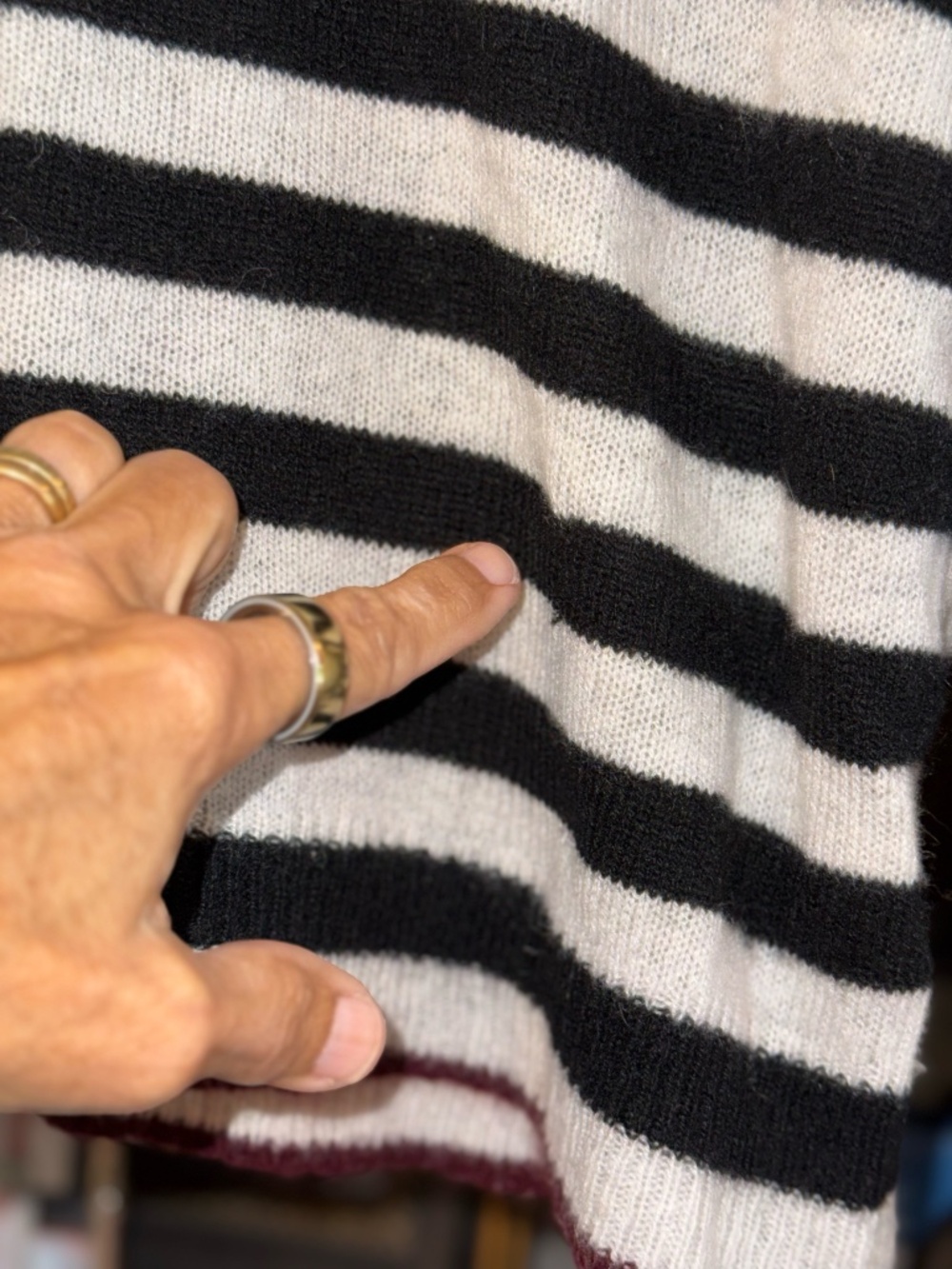 Jumper cashmere sweater black striped turtleneck size 2 - Picture 6 of 8